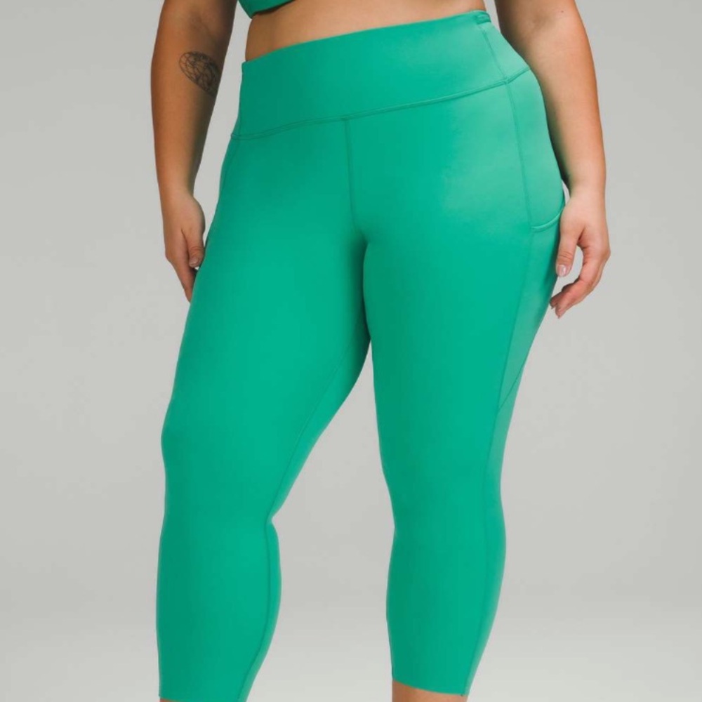 Lululemon Fast and Free High-Rise Crop 23" Maldives Green Size 2 - Picture 2 of 11